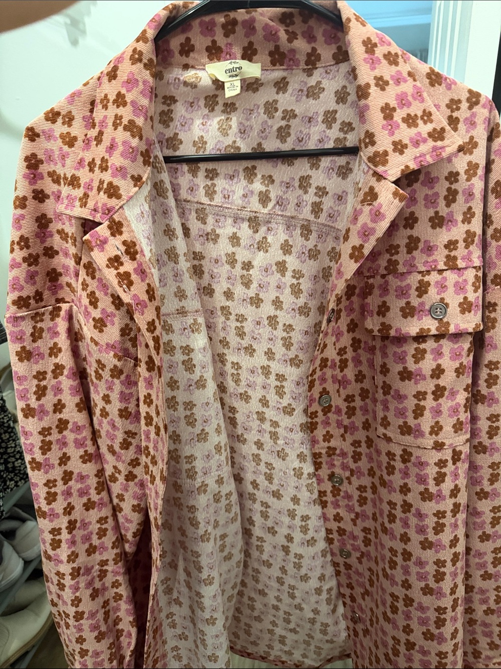 entro Pink and Brown Floral Teddy Jacket